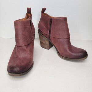 Lucky Brand Women's Size 8.5 Ankle Boots Red Suede Leather Oppus